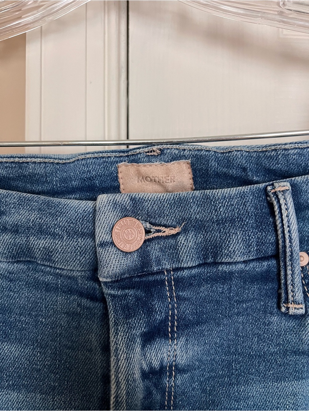 MOTHER The Roller High Rise Wide Leg Jeans Raw Hem Size 31 Riding the Cliffside - Picture 2 of 10